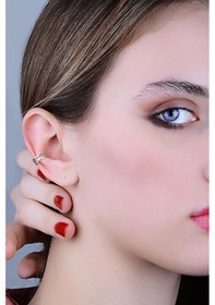 Resim Gümüş Rodyumlu Sade Ear Cuff Kıkırdak Küpe 