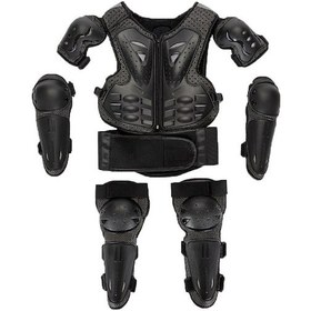 Resim Willowhaven Suntek Çocuk Motosiklet Zırh Takımı Diz Dirsek Göğüs Sırt Koruyucuları Pedler Takımı Siyah 