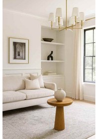 Resim Modern Tekli Yan Sehpa Masif Ahşap Mantar Sehpa - Tik Ağacı Renk Tik Ağacı 