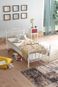 Resim Unimet Hatkus Tek Kişilik Ferforje Metal Karyola-beyaz (AHŞAP LATALI) 