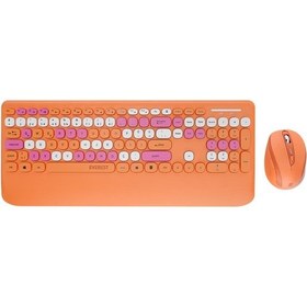 Resim Everest Km-6281 Candy Renkli Tuşlu Turuncu Kablosuz Q Multimedia Klavye + Mouse Set Optik 