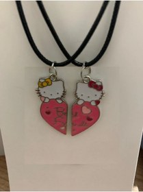 Resim İYİ MODA 2 Adet Hello Kitty Best Friends Bff Ipli Ikili Kolye Arkadaşlık Kolyesi 