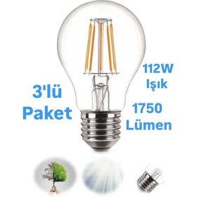 Resim Horoz 15W-112W Rustik LED Ampul Beyaz Işık 1750 Lümen E27 Duylu Dekoratif Ampul Flamanlı 