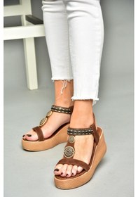 Resim Fox Shoess258136009 Taba Dolgu Tabanlı Kadın Sandalet Taba 