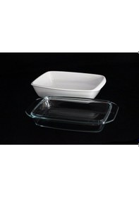 Resim Pomax 2.1 Litre 32.5 CM Porselen Fırın Kabı Dikdörtgen 