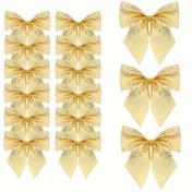 Resim 12 Adet Altın Polyester Noel Fiyonkları Ağaç, Çelenk, Düğün, Parti, Hediye Kutusu, Sepet, Doğum Günü Dekorasyonu - Tüy Yok 