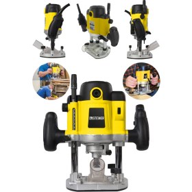 Resim Steiner Alman Gt-Yellow 4000 Watt Profesyonel Devir Ayarlı Freze Formika Makinası Metal Şanzuman 8 mm Pens 