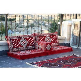 Resim Bakırözü Home 1.kalite Şark Köşesi Takımı Atlantis Kırmızı Modeli Sünger Dahil 4 Parça 