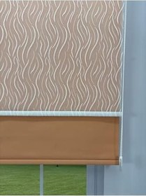 Resim donatti perde EVA Serisi - Su Yolu Desenli Çift Mekanizmalı Turuncu Perde 160 x 200 