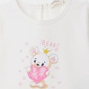 Resim Breeze Kız Bebek Uzun Kollu Elbise Sevimli Kral Tacı Takan Ayıcık Baskılı 9 Ay-3 Yaş, Ekru Ekru 