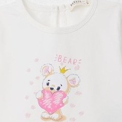 Resim Breeze Kız Bebek Uzun Kollu Elbise Sevimli Kral Tacı Takan Ayıcık Baskılı 9 Ay-3 Yaş, Ekru Ekru 