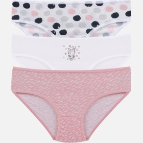 Resim Koza İç Giyim Kız Çocuk 3'lü Penguen Desenli Slip 1050 Pudra - Pembe 