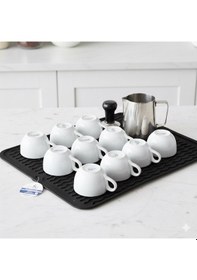 Resim Siyah 40x30cm %100 Silikon Bulaşık Kurutma Matı Bulaşık Altlığı,bulaşık Kurutmalığı Bulaşık Pedi Siyah 