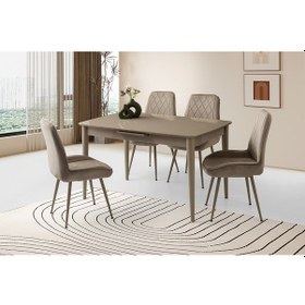 Resim Madrid Hg Masa, Alora Sandalye, Cappicino, 130x80 Cappuccino 