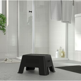 Resim AFNF Banyo Basamağı Plastik 44x35x25 Cm Ikea Banyo Taburesi Siyah Kaymaz Taban Tabure 