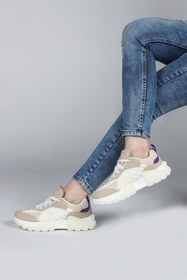 Resim Jump 29092 Beyaz - Bej Kadın Sneaker Günlük Spor Ayakkabı Beyaz - Bej - Mor | Orjinal 