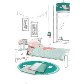 Resim Amulet Çift Taraflı Pamuk Saten Pembe Çocuk Nevresim Seti 140x200cm 