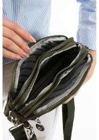 Resim Nemo Bags Haki Unisex Cüzdan, 4 Gözlü, Telefonluk, Crinkle Kumaş, Çapraz Askılı Omuz Çantası, 20x12cm Haki 