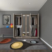 Resim Kenzlife gardırop 6 kapaklı kapılı anemon 180*180*42 crd aynalı gardolap dolap 