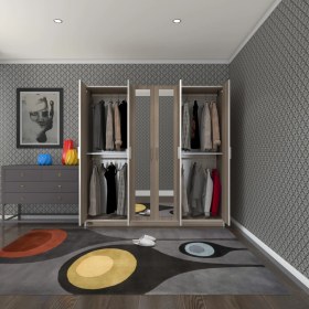 Resim Kenzlife gardırop 6 kapaklı kapılı anemon 180*180*42 crd aynalı gardolap dolap 