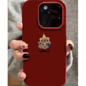 Resim Mutlu Ayı Şarap Kırmızısı Mobil Telefon Kılıfı Büyük Delik Jöle Kabuk Koruyucu için 16 / 16Plus / 16Pro / 16ProMax / 15 / 15Plus / 15ProMax / 14 / 14Plus / 14Pro / 14ProMax, 13 / 13Pro / 13ProMax, 12 / 12Pro / 12ProMax, 11 / 11Pro Maks 