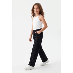 Resim Joy Kids Kız Çocuk Ispanyol Paça Desenli Kot Pantolon (7-11YAŞ) (Siyah) 