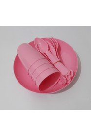 Resim renkli çiçekler Piknik Seti 20 Parça Plastik Piknik Için Tabak Bardak Kaşık Çatal Bıçak Set 