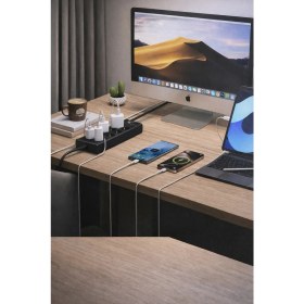 Resim vooka Akıllı Güç Istasyonu 10’lu Priz 3680W 16A 3xusb + Type-C Şarjlı Anahtarlı Çoklu Priz 