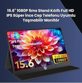 Resim Misda Store NPM6 15.6" IPS FHD 5ms 60Hz Type-C Telefon ve Oyun Konsolu Uyumlu Metal Kasa Taşınabilir Monitör 