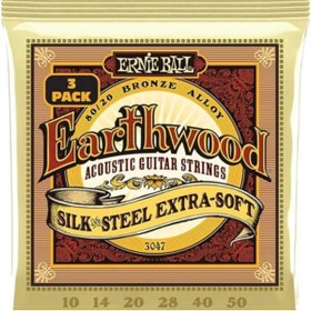 Resim AyrStore Earthwood Ipek Ve Çelik Ekstra Yumuşak Akustik Gitar Telleri 80/20 Bronz 3 Paket Ölçer 