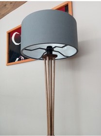 Resim Ahşap Lambader Aydınlatma Gri 