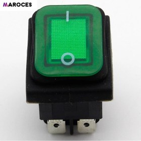 Resim Ic-104W Geniş Körüklü Işıklı Yeşil Anahtar On-Off 4 Uçlu 220V 1 Adet 