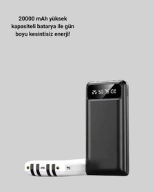 Resim Bfs 20.000mah Pd Powerbank Led Işık Lcd Ekran Dahili Kablo Çoklu Giriş Çok Renkli 