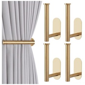 Resim Hfambition "4'lü Yapışkanlı Perde Askısı - Altın Renk, Çivi Gerektirmeyen" 