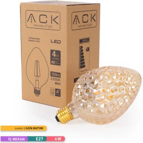 Resim Ack G95 Rustık Led Ampul 2200K Sarı Işık 350Lm 220-240V 4W E27 