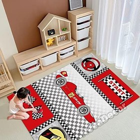 Resim Yarış Arabası Desenli Halı Erkek Çocuk Odası Halısı Modern Araba Halısı Dijital Baskı Oda Halısı (150 x 230 cm) 