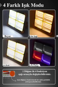 Resim YTE Şarjlı Güneş Enerjili Led Projektör Kamp Modu 4 Renk Işık SOS Işık 200 Watt 