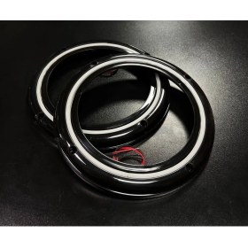 Resim Woodhub Peteksiz Beyaz Neon Işıklı 20CM Midrange ve Hoparlör Kapağı 1takım 2ADET Hoparlörünüz Görünür 
