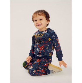 Resim Erkek Çocuk Süper Kahraman Desenli UzunKol Sweatshirt-Rahat ve Şık - Antrasit / 2-3 Y 