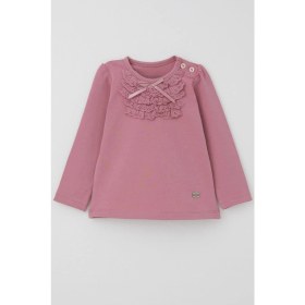 Resim Breeze Kız Bebek Uzun Kollu Tişört Güpürlü Fiyonklu 6 Ay-2 Yaş, Mürdüm 
