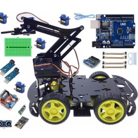 Resim Arduino Emes Robotik Robot Kollu 4wd Engelden Kaçan Ve Çizgi Izleyen Bluetoothlu Araç Seti 