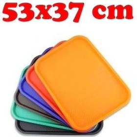 Resim Büyük Boy Lüx Servis Tepsisi Kırılmaz Kaydırmaz 53X37 CM - 10 Adt Kırmızı 