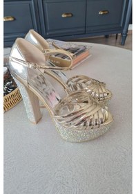 Resim 135 4932 Topukla Kadın Platform Ve Topuk Taşlı Ayna Abiye Ayakkabı 001 