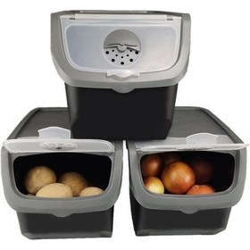 Resim Digithome Coral 3'lü Soğan Patates Saklama Kabı 12 Litre - Gri 