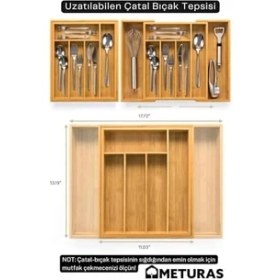 Resim Mutfak Bambu Ayarlanabilir Çekmece Içi Ölçü Ayarlı Kaşıklık 5-7 Bölmeli 