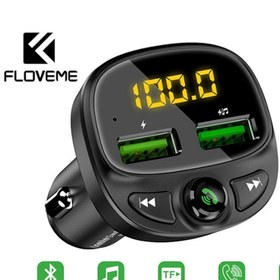 Resim Floveme 3.4A Çift Usb Araç Hızlı Şarj Bluetooth Fm Mp3Çalar Siyah 