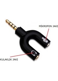 Resim Wozlo Kulaklık Mikrofon Birleştirici Adaptör 3.5mm Ayırıcı Aparat 