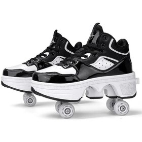 Resim Tekerlekli Ayakkabı Modelleri | Kaykay Ayakkabı | Paten Ayakkabı - Beyaz Siyah Boğaz / 41 