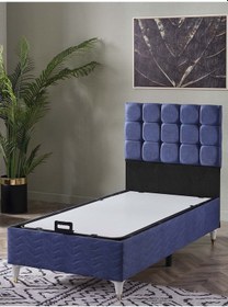 Resim Beehanem 90x190 Bengü Tek Kişilik Baza Başlik Mavi 90 X 190 