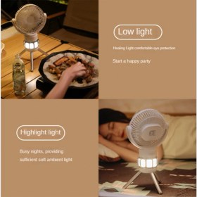 Resim Decisive 10000MAH Taşınabilir Kamp Fanı Şarj Edilebilir Mini Fan USB Açık Kamp Tavan Vantilatörü LED Işık Tripod Standı Masaüstü Fan B (Yurt Dışından) 